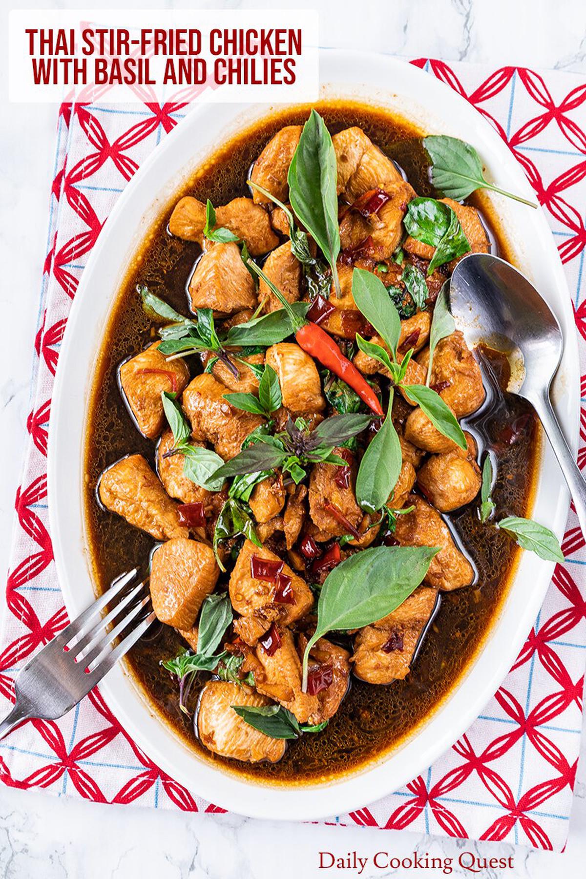 Thai Stir-Fried Chicken with Basil and Chilies.