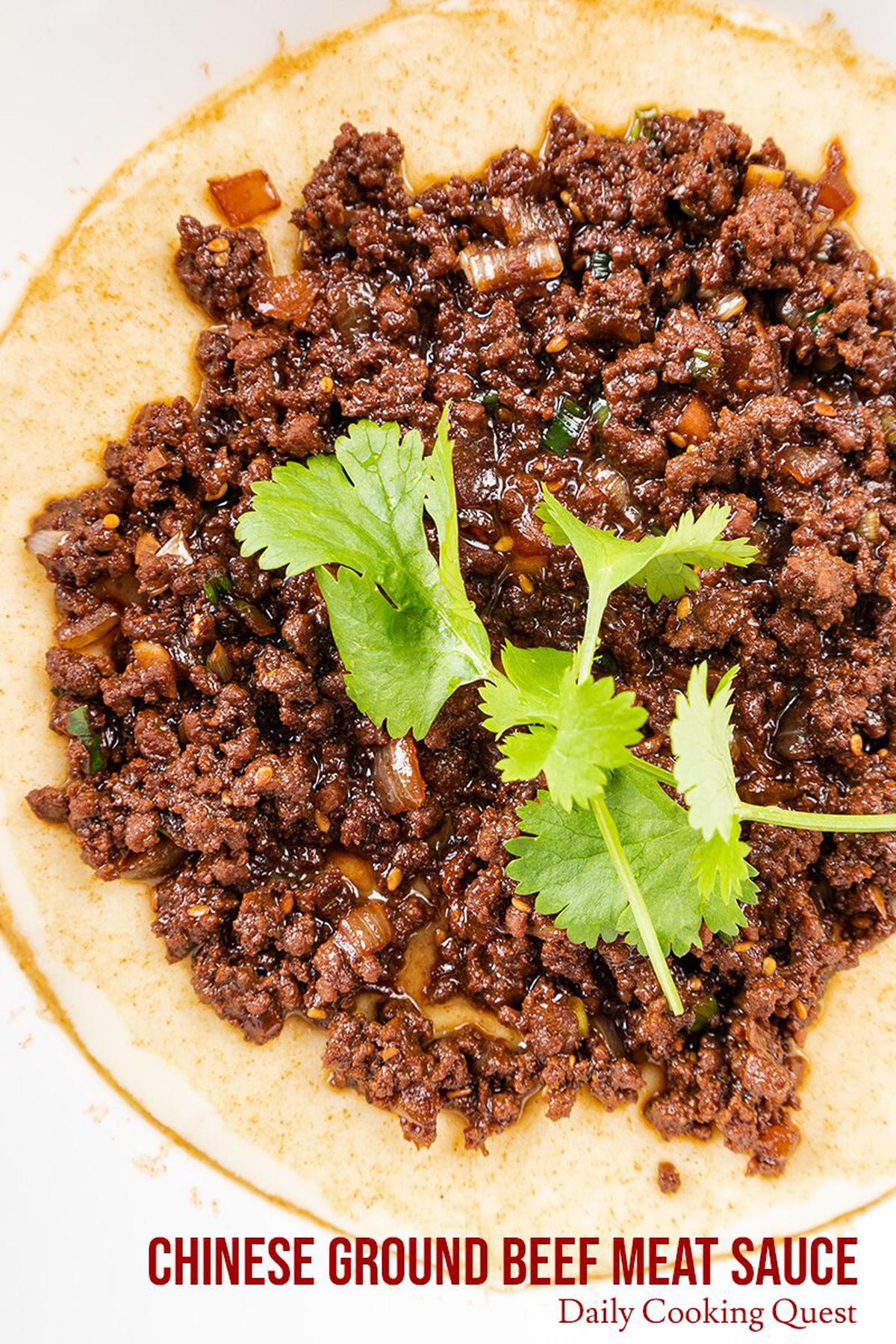 Chinese ground beef meat sauce as a topping for steamed egg custard.