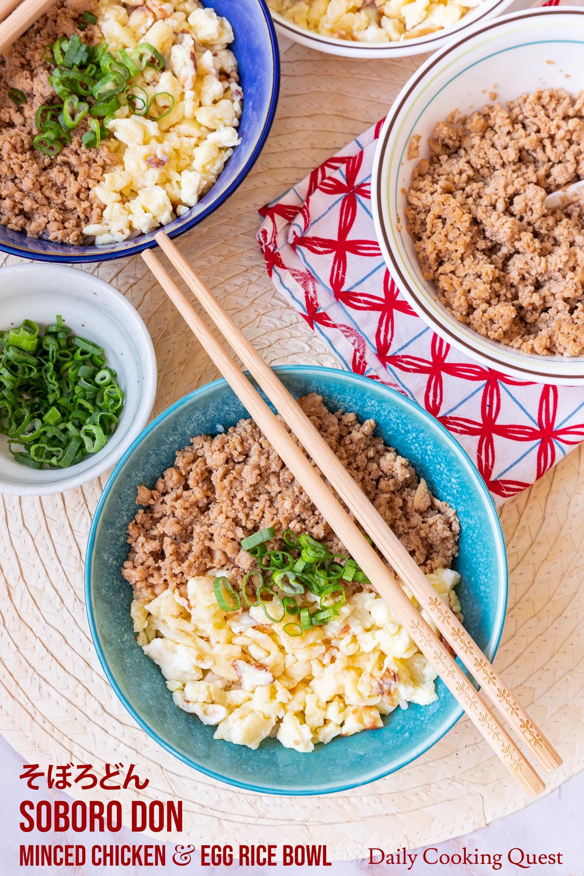 Soboro Don - Japanese minced chicken and egg rice bowl.