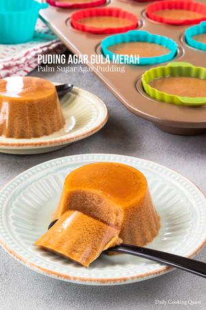 Puding Agar Gula Merah - Palm Sugar Agar Pudding