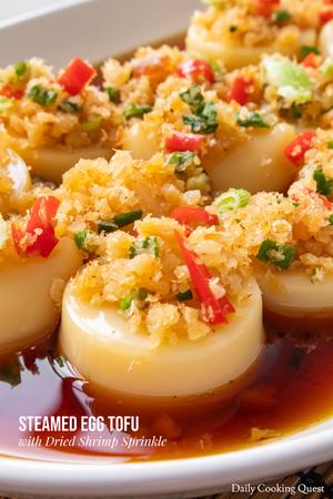 Steamed Egg Tofu with Dried Shrimp Sprinkle