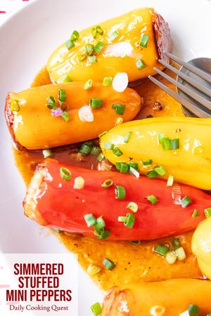 Simmered Stuffed Mini Peppers